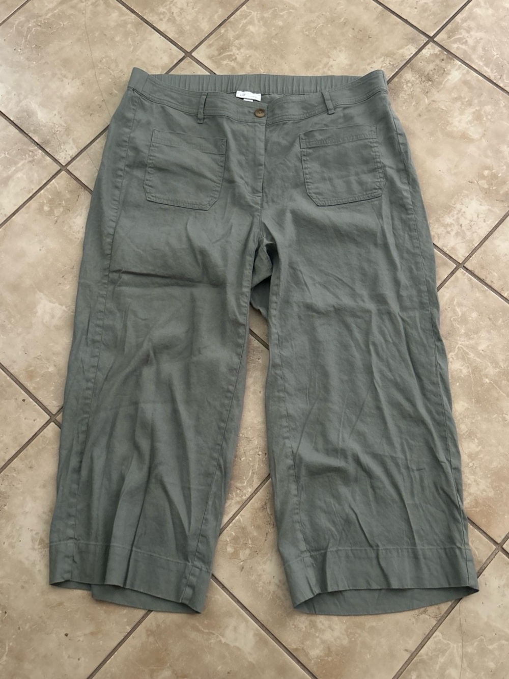 NWOT J.Jill Women's Wide Leg Linen Stretch Capri Pants Sz XL